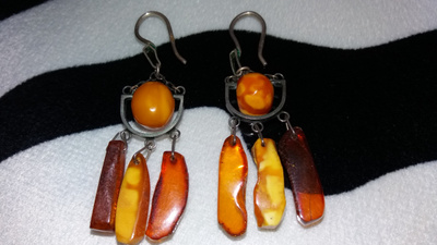 Vintage Venäläinen Hopea meripihka Amber Korvakorut