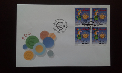 FDC Åland nelilö Euro 2.1.2002 LaPe 198