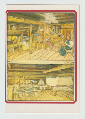 Postikortti, TAIDE, KALEVALA-AIHE, Pirtti, käsityötoimet, ru