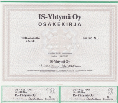 OKK 1990 IS-Yhtymä Oy (Iisalmen Sanomat) spec Iisalmi osake
