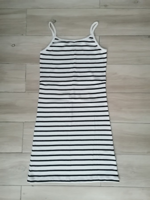 H&M sinivalkoraitainen mekko 12-14v