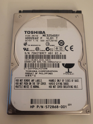 Toshiba 320GB 2,5" 7200rpm sata kovalevy