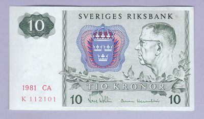 Ruotsi 10 Kronor v.1981 P-52e