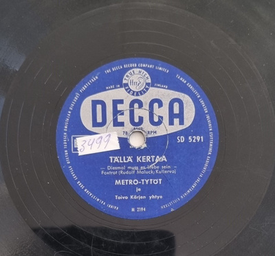 Savikiekko 1954 - Metro-Tytöt - Decca SD 5291