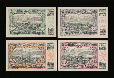 Itävalta Notgeld 20, 30, 60, 90 Heller, Windischgarsten