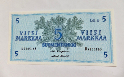 5 mk 1963 Litt B U-sarja PAKKASILEÄ
