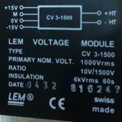 Korkeajännitemuunnin LEM Voltage Module CV 3-1500 2kpl