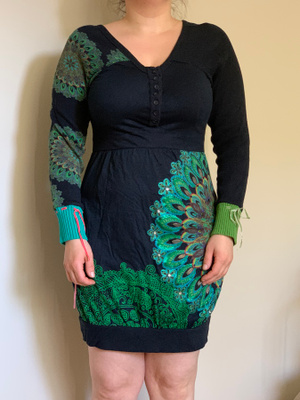 Desigual tummansininen / värikäs mekko L