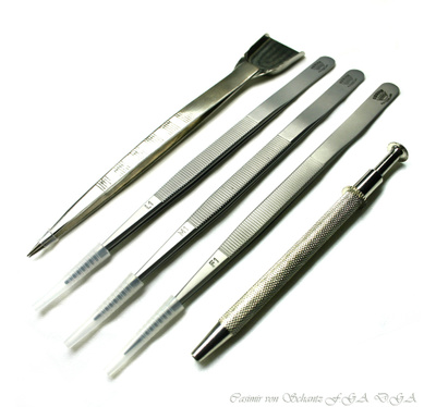 Jalokivipinsetit yht. 5 kpl setti 16-11 cm pinsettejä uudet