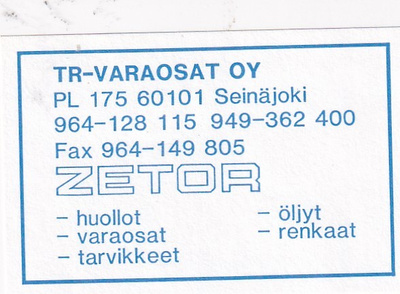 Seinäjoki, TR-Varaosat Oy ZETOR 3/9