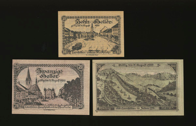 Itävalta Notgeld 10, 20, 50 Heller, Leonfelden