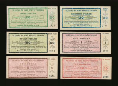 Unkari 20, 30, 50 Filler, 1, 5, 10 Korona 1920