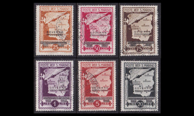 San Marino 303-8 o Väliaikainen hallitus lentoposti (1943)
