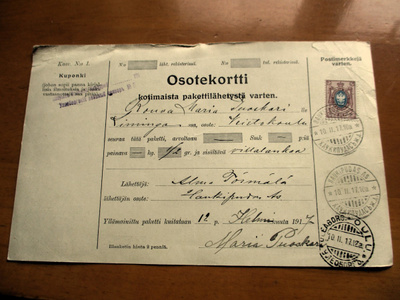 1917 Haukipudas As. sens osoitekortti Liminkaan