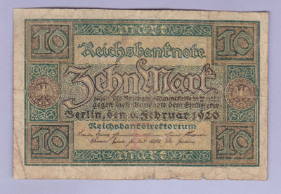 Saksa 10 Mark v.1920 P-67