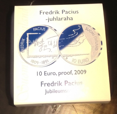 Hopea kolikko 10€ 2009 proof