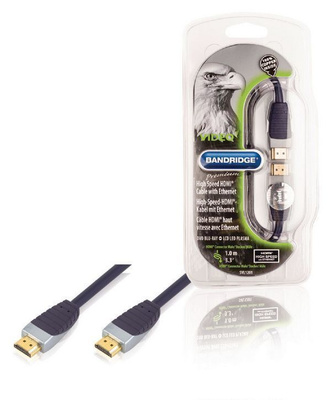 Bandridge Premium HDMI kaapeli, 24k kullattu, 100% kupari 1m