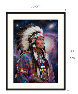 Uusi uniikki Intiaanipäällikkö art print taulu 60 cm x 80 cm