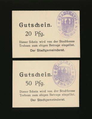Saksa Notgeld 20, 50 Pfennig, Trebsen