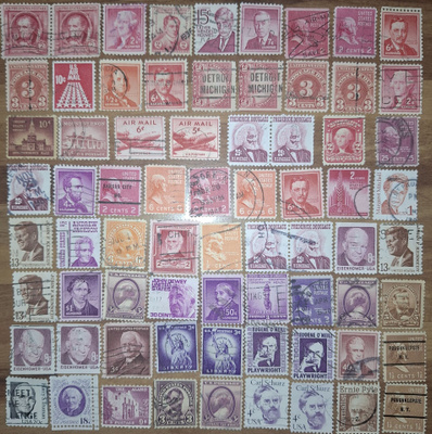 71 postimerkkiä Amerikasta (leimattuja)