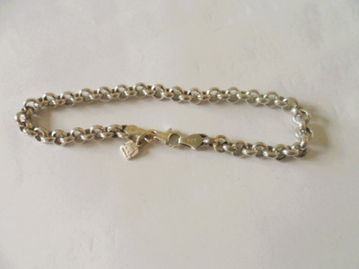 14K valkokultainen 4.9g papurannekoru 18,7cm