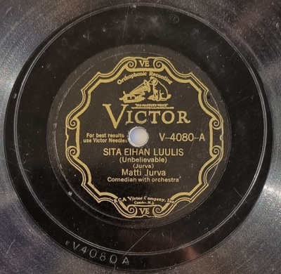 Savikiekko 1930 - Matti Jurva - Victor V-4080