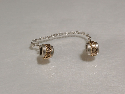 14k Kulta &Hopea sydän Genuine Pandora Sterling Silver & 14c