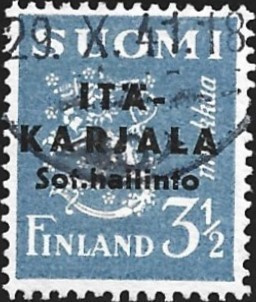 1941 I-K Musta lp 3,50 mk leimattu normaali A LaPe I-K 5 I