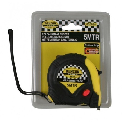Benson Tools Mittanauha, 5m, musta/keltainen *UUSI*