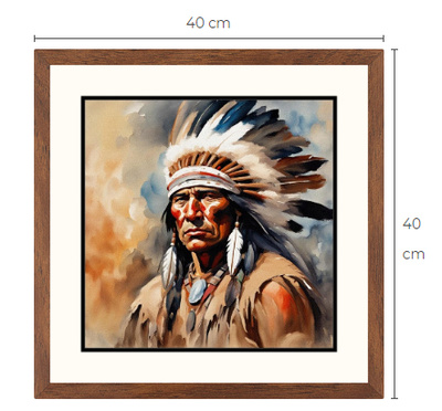 Uusi Intiaanipäällikkö taulu koko 40 cm x 40 cm kehyksineen