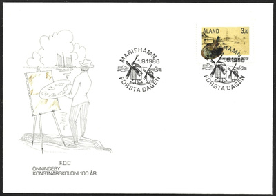 FDC Åland 1986 Önningebyn taiteilijasiirt 100 v LaPe ÅL 019
