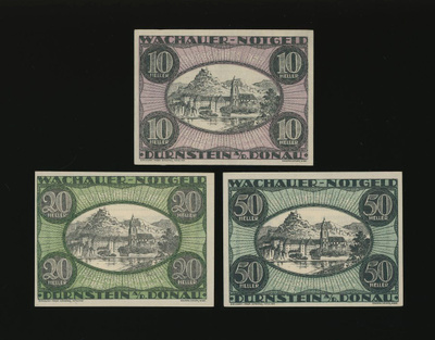 Itävalta Notgeld 10, 20, 50 Heller, Dürnstein 1920