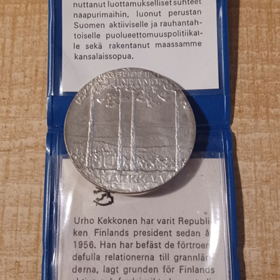 10 Mk 1975 Kekkonen 75v. Hopea 500 KL 9.