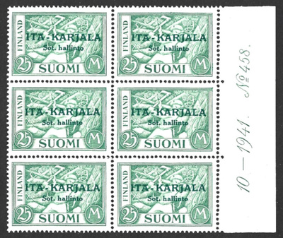 1941 I-K  25 mk Vihreä lisäpainama LaPe 15 NUMEROKUUSILO