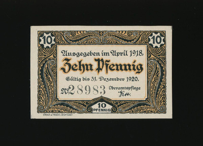 Saksa Notgeld 10 Pfennig, Vaihingen 1918