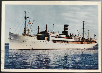 s/s Ariadne lentopostikortilla Kööpenhaminasta 1959 Suomeen