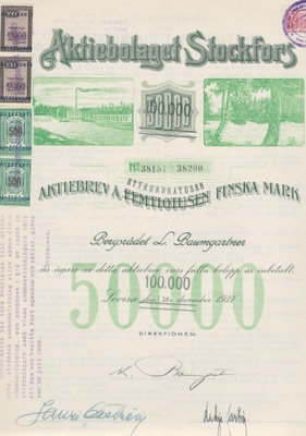 OKK 1937 Stockfors Ab, Loviisa osakekirja