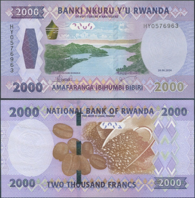 Ruanda Rwanda 2000 Francs 2024 UNC uusi design