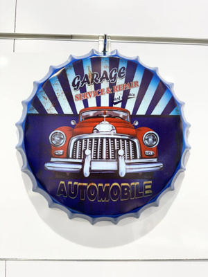 Pyöreä metallikyltti Automobile service&repair