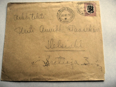 1923 PV2 Rajajoki-Hki kuori Annikki Paasikivelle