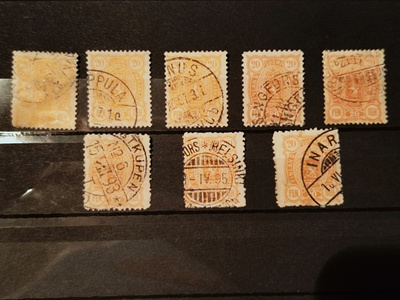 1889 alkaen 20p Vaakuna-merkkejä eri variaatioin 8kpl