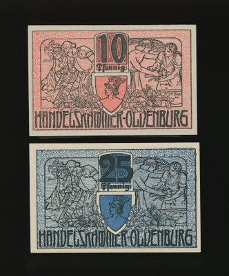 Saksa Notgeld 10, 25 Pfg, Oldenburg 1918