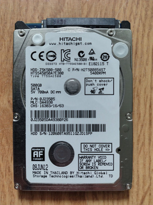 Kovalevy, 500 Gt SATA 2,5''