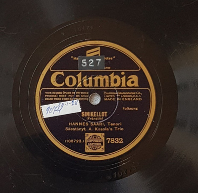 Savikiekko 1928 - Hannes Saari - Columbia 7832
