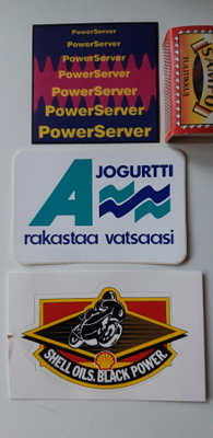 Shell oils, jugurtti ja Power Server tarra, yht. 3 kpl