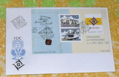 Åland FDC 1993 Övertagande av postväsendet