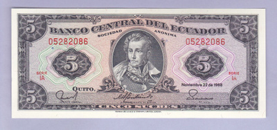 Ecuador 5 Sucres v.1988 UNC P-113d