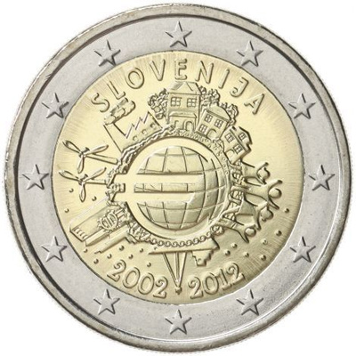 Slovenia 2012 2 € Euro 10 vuotta UNC