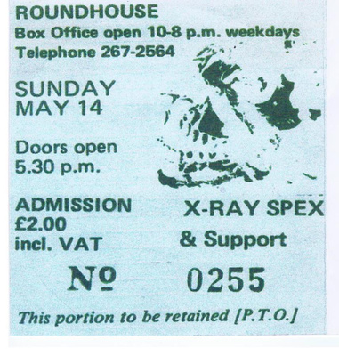X-RAY SPEX roundhouse london 14/5/1978 ...uk classic