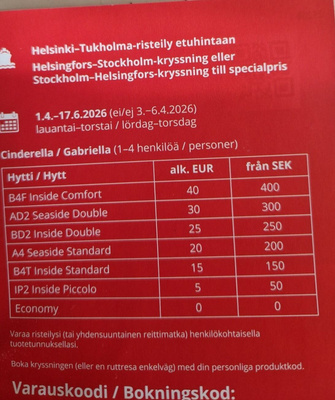 Etukoodi tukholman risteilylle.